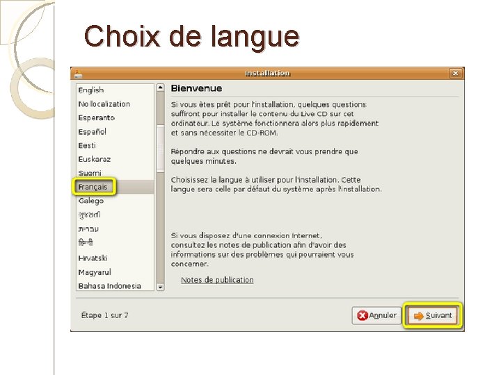 Choix de langue 