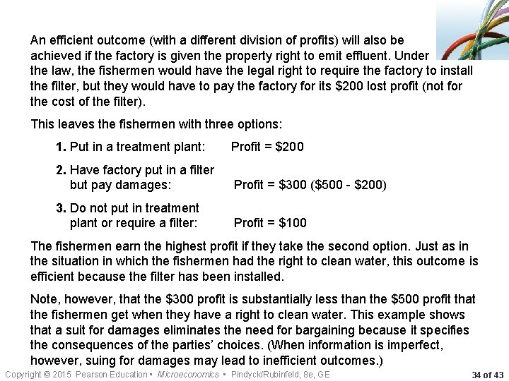 An efficient outcome (with a different division of profits) will also be achieved if