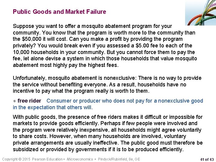 Public Goods and Market Failure Suppose you want to offer a mosquito abatement program