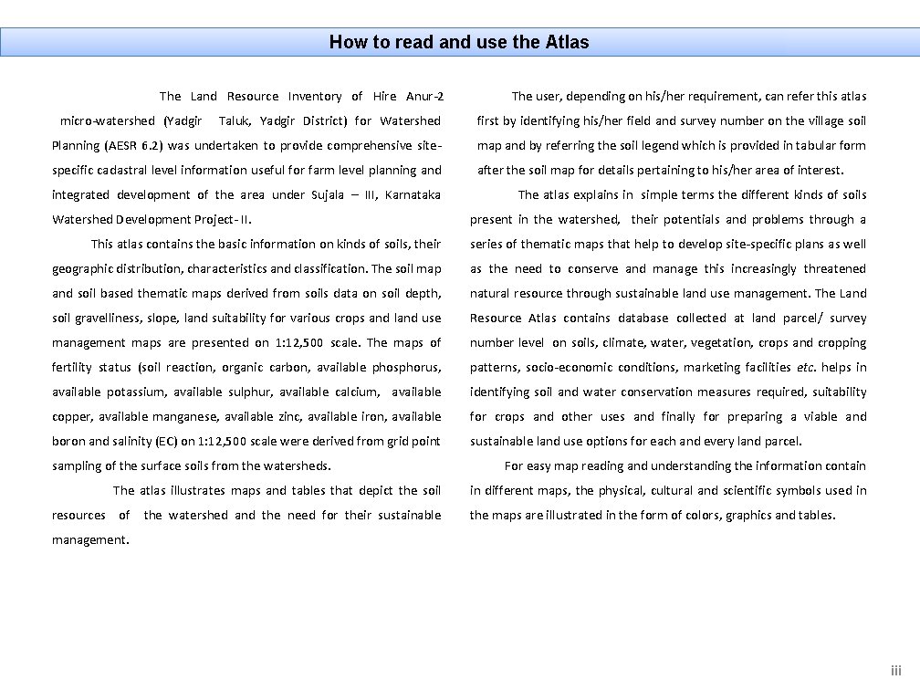 How to read and use the Atlas The Land Resource Inventory of Hire Anur-2