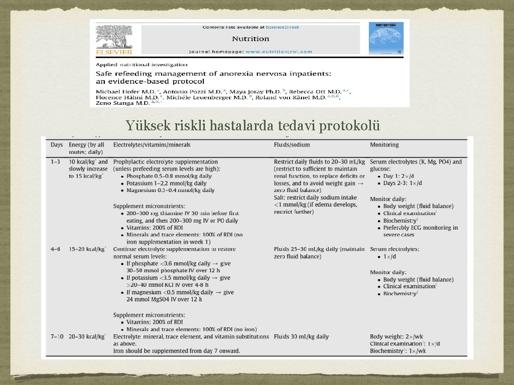 Yüksek riskli hastalarda tedavi protokolü 
