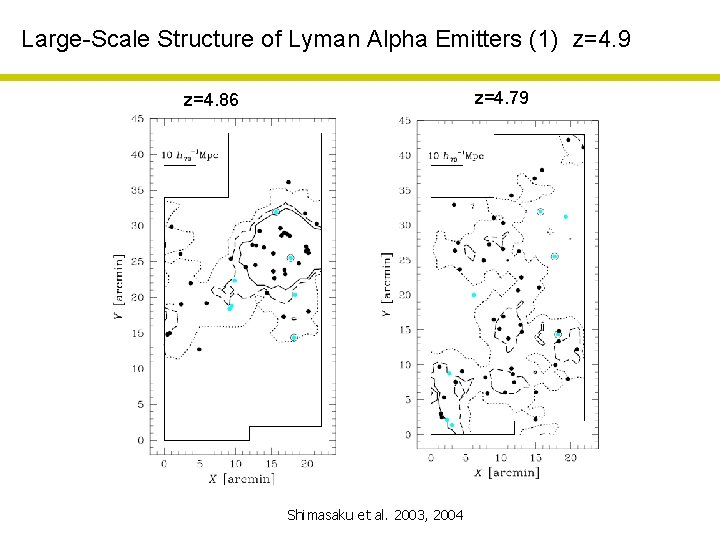 Large-Scale Structure of Lyman Alpha Emitters (1) z=4. 9 z=4. 79 z=4. 86 Shimasaku