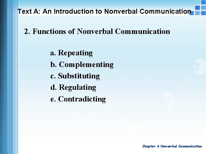 Text A: An Introduction to Nonverbal Communication 2. Functions of Nonverbal Communication a. Repeating Text A: An Introduction to Nonverbal Communication 2. Functions of Nonverbal Communication a. Repeating