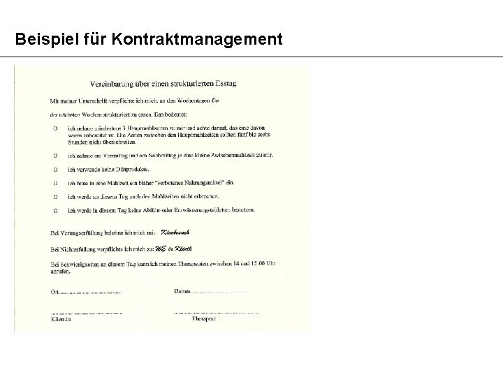 Beispiel für Kontraktmanagement 