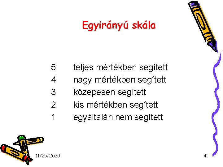 Egyirányú skála 5 4 3 2 1 11/25/2020 teljes mértékben segített nagy mértékben segített