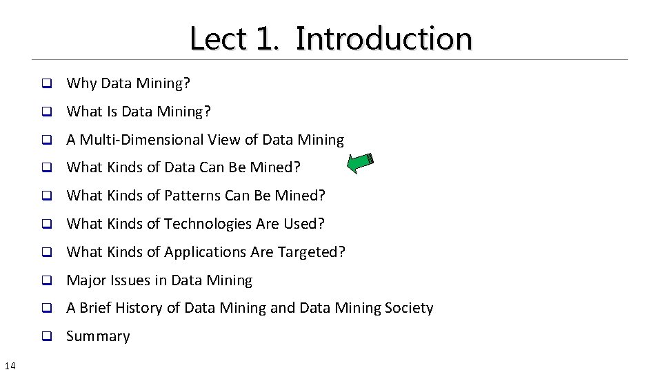 Lect 1. Introduction 14 q Why Data Mining? q What Is Data Mining? q