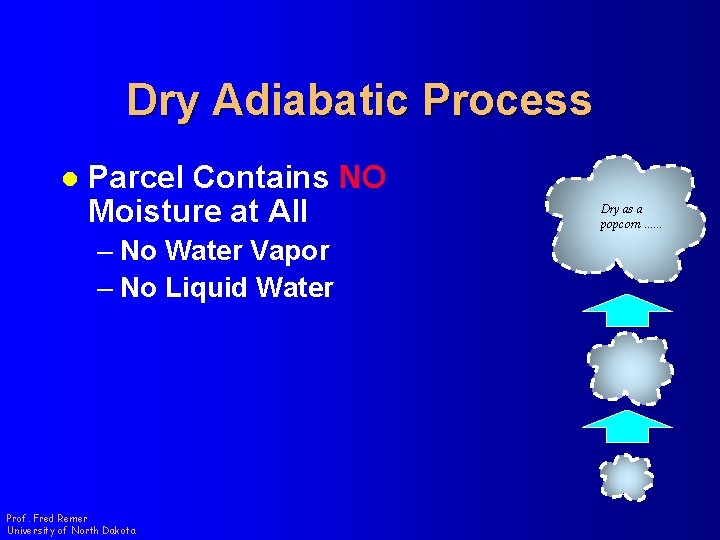 Dry Adiabatic Process l Parcel Contains NO Moisture at All – No Water Vapor