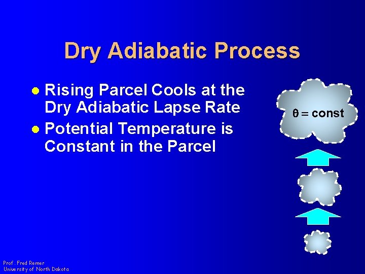 Dry Adiabatic Process Rising Parcel Cools at the Dry Adiabatic Lapse Rate l Potential