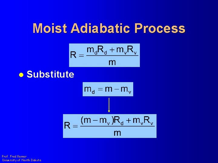 Moist Adiabatic Process l Substitute Prof. Fred Remer University of North Dakota 