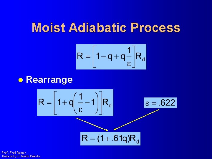 Moist Adiabatic Process l Rearrange Prof. Fred Remer University of North Dakota 