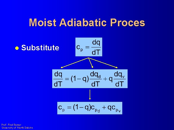 Moist Adiabatic Proces l Substitute Prof. Fred Remer University of North Dakota 