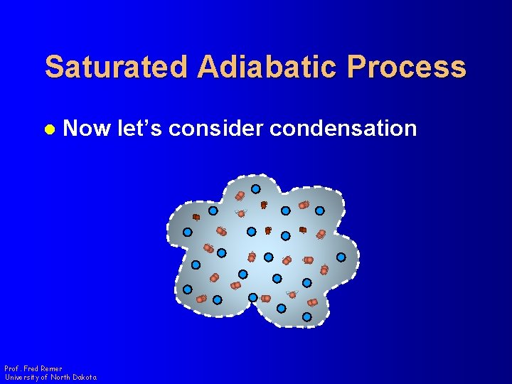 Saturated Adiabatic Process l Now let’s consider condensation Prof. Fred Remer University of North