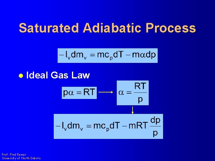 Saturated Adiabatic Process l Ideal Gas Law Prof. Fred Remer University of North Dakota