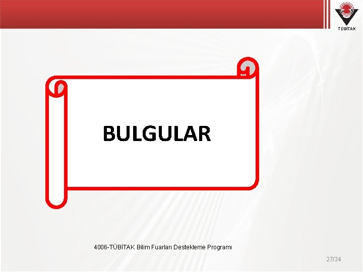 TÜBİTAK BULGULAR 4006 -TÜBİTAK Bilim Fuarları Destekleme Programı 27/34 TÜBİTAK BULGULAR 4006 -TÜBİTAK Bilim Fuarları Destekleme Programı 27/34