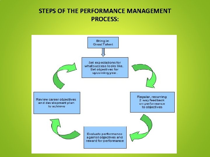 STEPS OF THE PERFORMANCE MANAGEMENT PROCESS: 