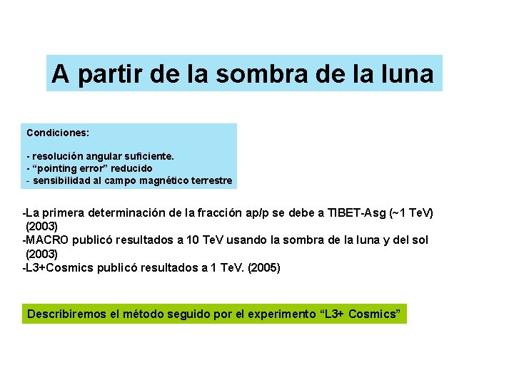 A partir de la sombra de la luna Condiciones: - resolución angular suficiente. -