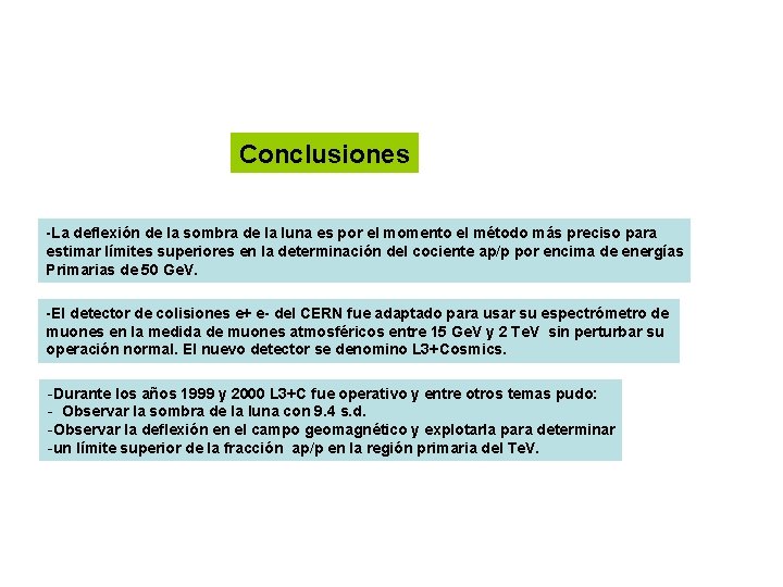 Conclusiones -La deflexión de la sombra de la luna es por el momento el