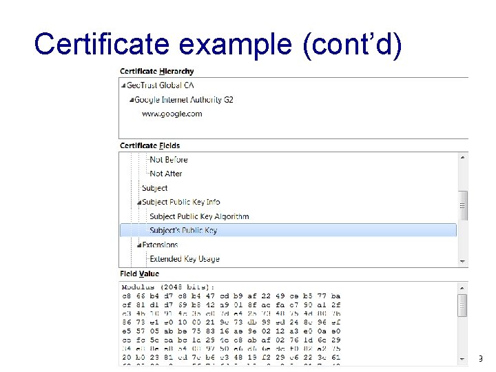 Certificate example (cont’d) 8 -9 