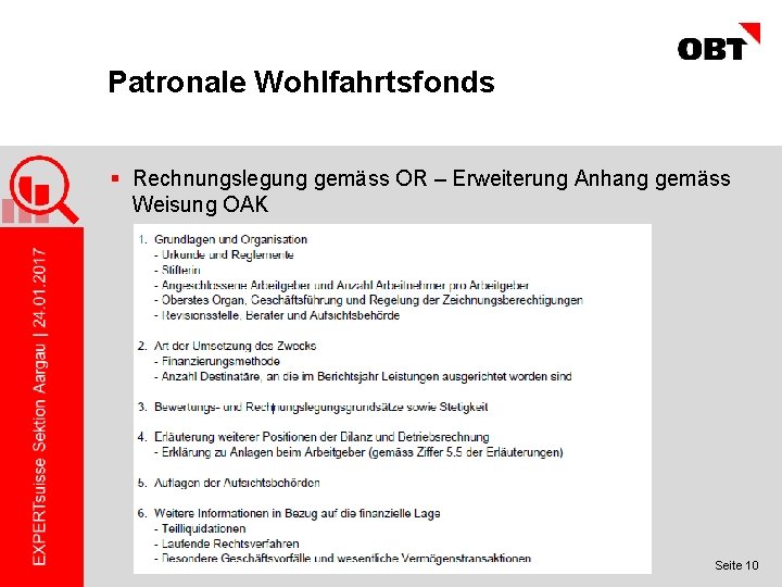 Patronale Wohlfahrtsfonds § Rechnungslegung gemäss OR – Erweiterung Anhang gemäss Weisung OAK Seite 10