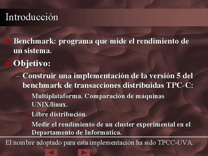 Introducción l Benchmark: programa que mide el rendimiento de un sistema. l Objetivo: –