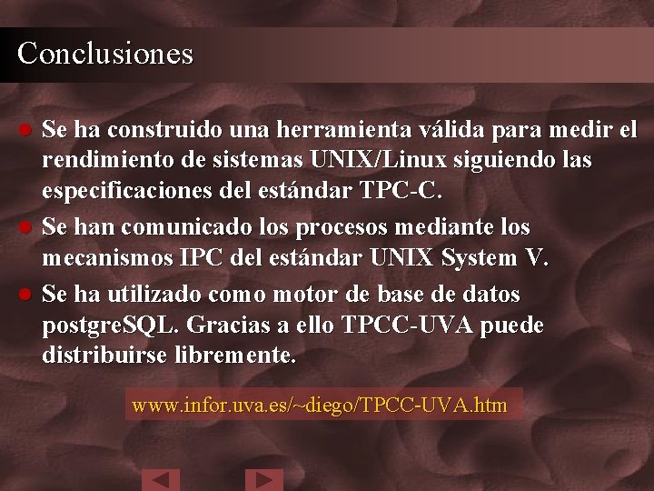 Conclusiones Se ha construido una herramienta válida para medir el rendimiento de sistemas UNIX/Linux