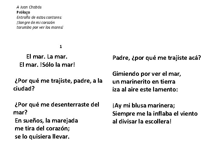 A Juan Chabás Prólogo Entraña de estos cantares: ¡Sangre de mi corazón tarumba por