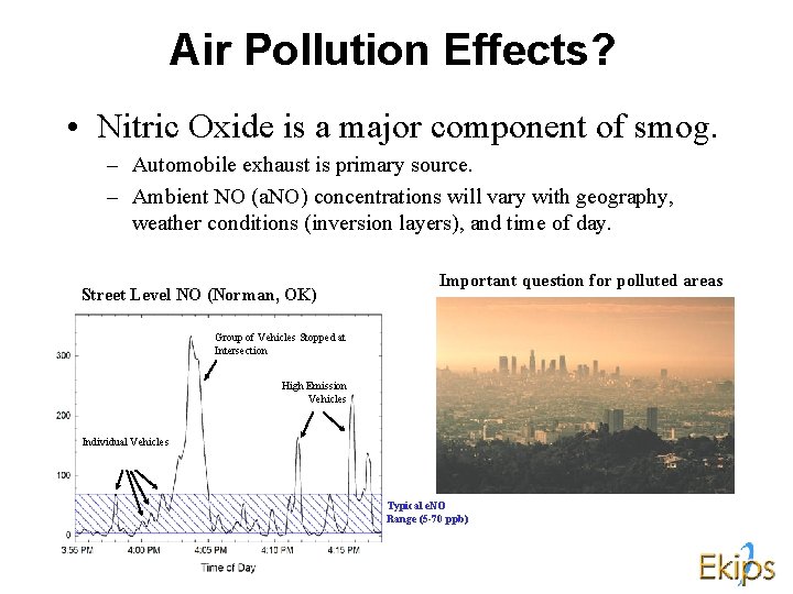 Air Pollution Effects? • Nitric Oxide is a major component of smog. – Automobile