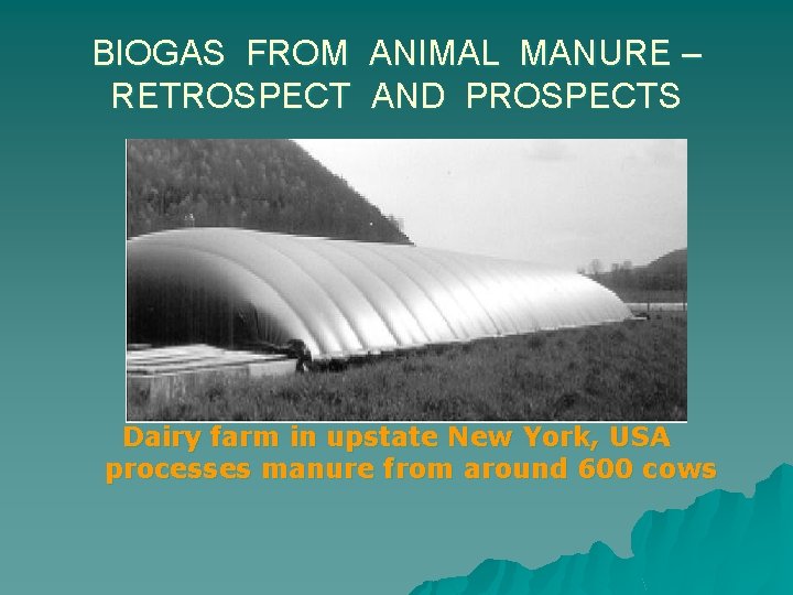 BIOGAS FROM ANIMAL MANURE RETROSPECT AND PROSPECTS Darejan