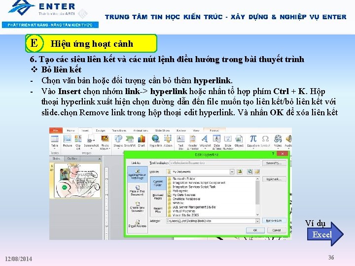 E Hiệu ứng hoạt cảnh 6. Tạo các siêu liên kết và các nút