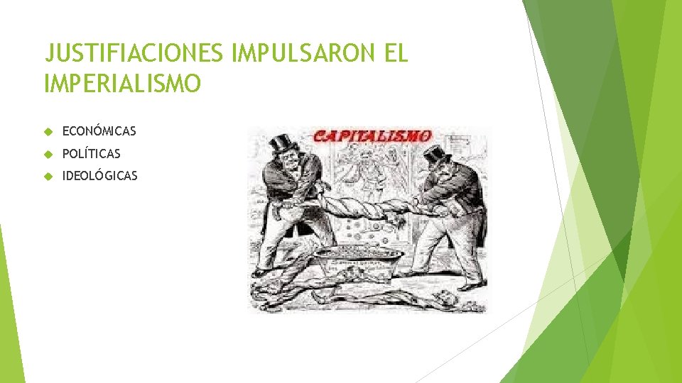 JUSTIFIACIONES IMPULSARON EL IMPERIALISMO ECONÓMICAS POLÍTICAS IDEOLÓGICAS 