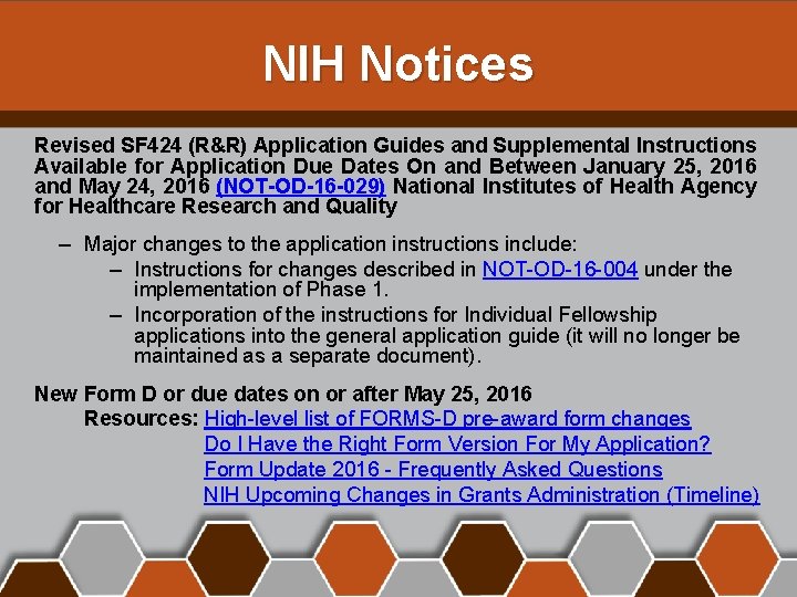 NIH Notices Revised SF 424 (R&R) Application Guides and Supplemental Instructions Available for Application