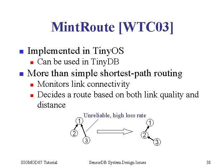 Mint. Route [WTC 03] n Implemented in Tiny. OS n n Can be used