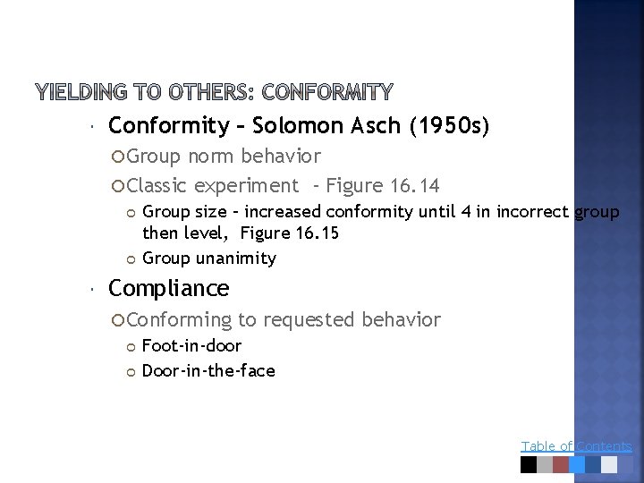  Conformity – Solomon Asch (1950 s) Group norm behavior Classic experiment - Figure