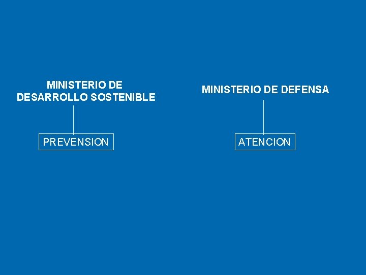 MINISTERIO DE DESARROLLO SOSTENIBLE PREVENSION MINISTERIO DE DEFENSA ATENCION 