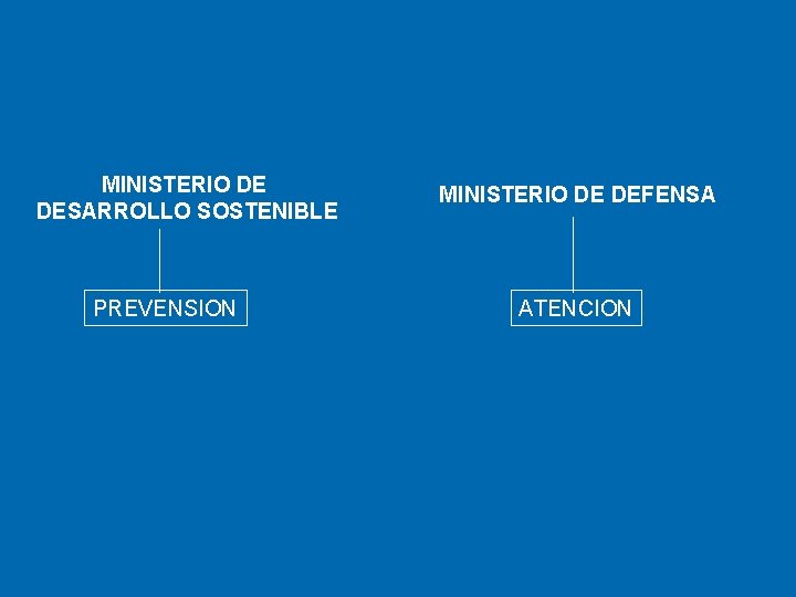 MINISTERIO DE DESARROLLO SOSTENIBLE PREVENSION MINISTERIO DE DEFENSA ATENCION 