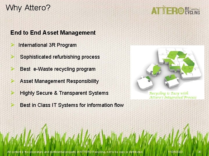Why Attero? End to End Asset Management Ø International 3 R Program Ø Sophisticated
