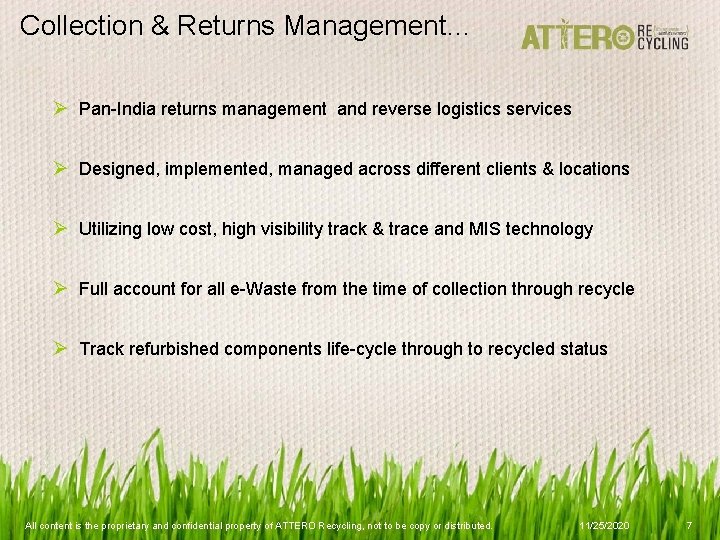 Collection & Returns Management… Ø Pan-India returns management and reverse logistics services Ø Designed,