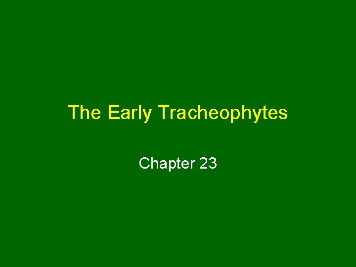 The Early Tracheophytes Chapter 23 
