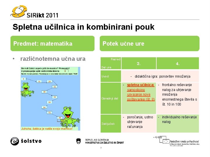 Spletna učilnica in kombinirani pouk Predmet: matematika Potek učne ure • različnotemna učna ura