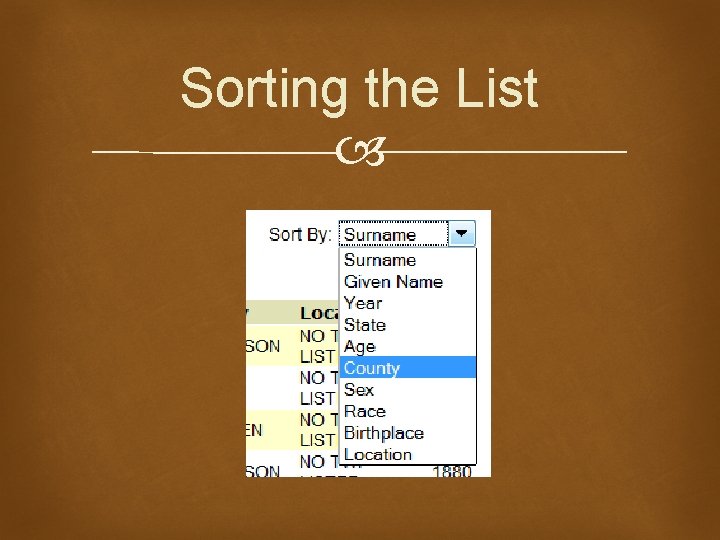 Sorting the List 