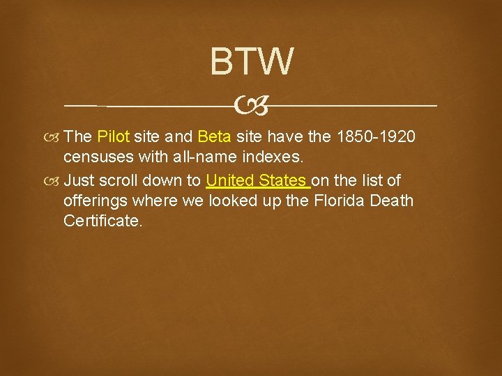 BTW The Pilot site and Beta site have the 1850 -1920 censuses with all-name