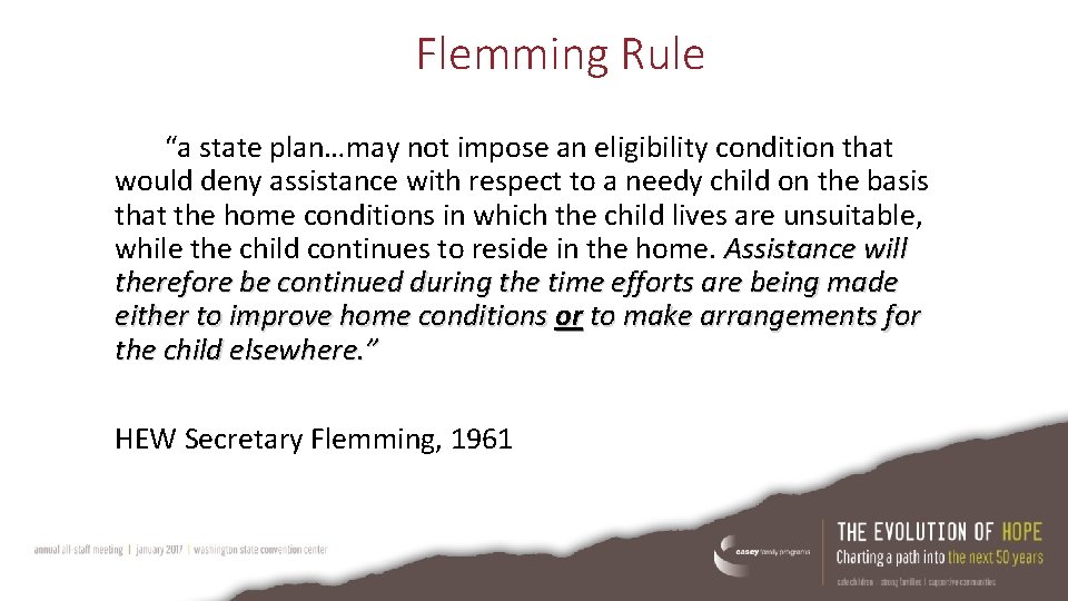 Flemming Rule “a state plan…may not impose an eligibility condition that would deny assistance