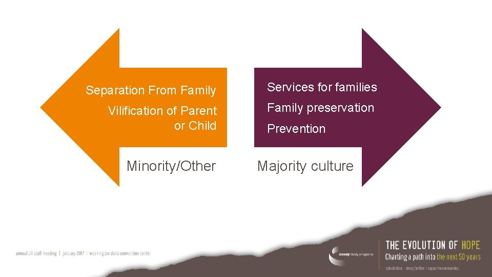 Separation From Family Services for families Vilification of Parent or Child Family preservation Minority/Other