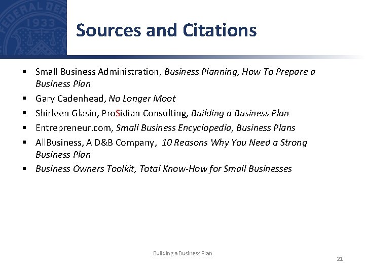 Sources and Citations § Small Business Administration, Business Planning, How To Prepare a Business