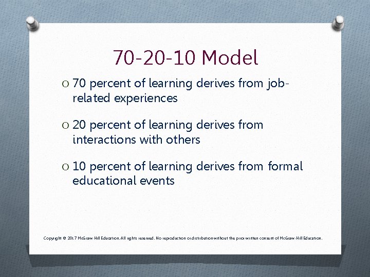 70 -20 -10 Model O 70 percent of learning derives from job- related experiences 70 -20 -10 Model O 70 percent of learning derives from job- related experiences