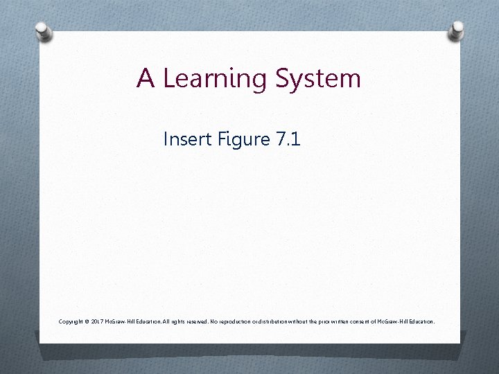 A Learning System Insert Figure 7. 1 Copyright © 2017 Mc. Graw-Hill Education. All A Learning System Insert Figure 7. 1 Copyright © 2017 Mc. Graw-Hill Education. All