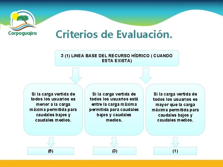 Criterios de Evaluación. 3 (1) LINEA BASE DEL RECURSO HÍDRICO ( CUANDO ESTA EXISTA)