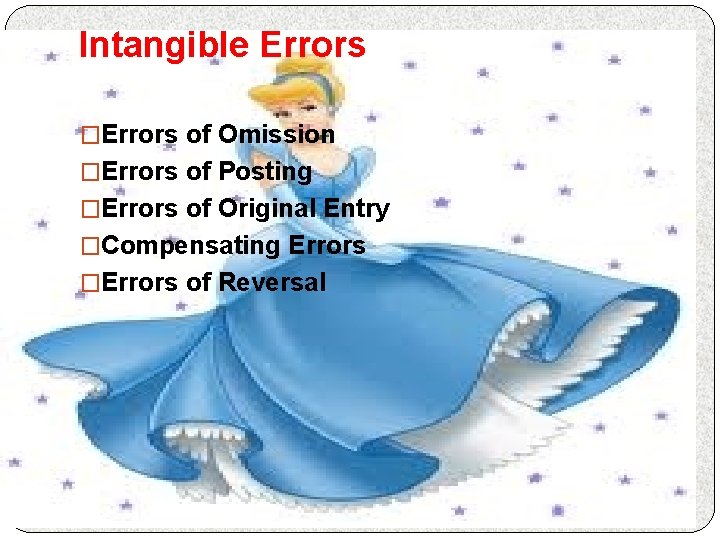 Intangible Errors �Errors of Omission �Errors of Posting �Errors of Original Entry �Compensating Errors