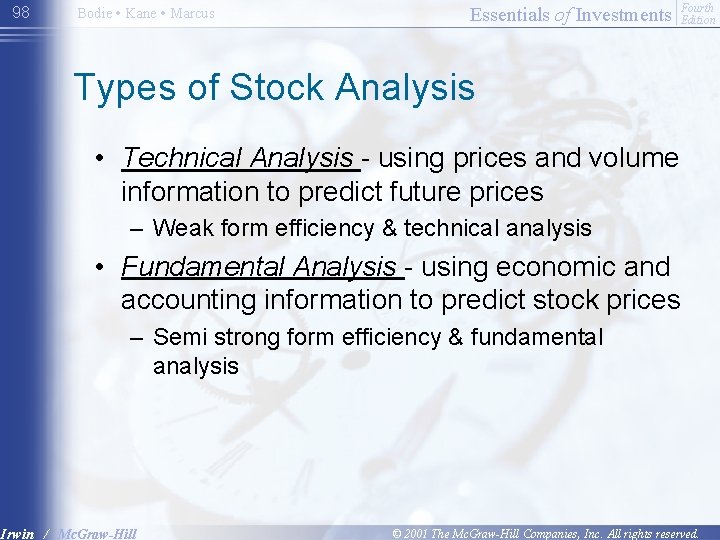 98 Bodie • Kane • Marcus Essentials of Investments Fourth Edition Types of Stock