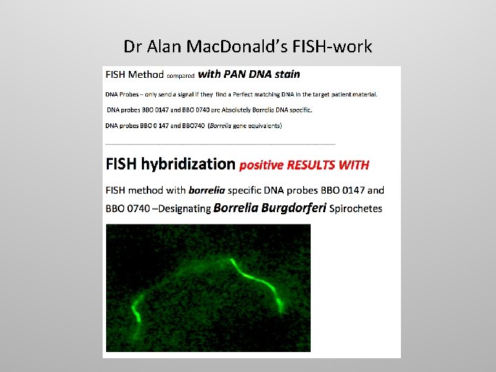 Dr Alan Mac. Donald’s FISH-work 